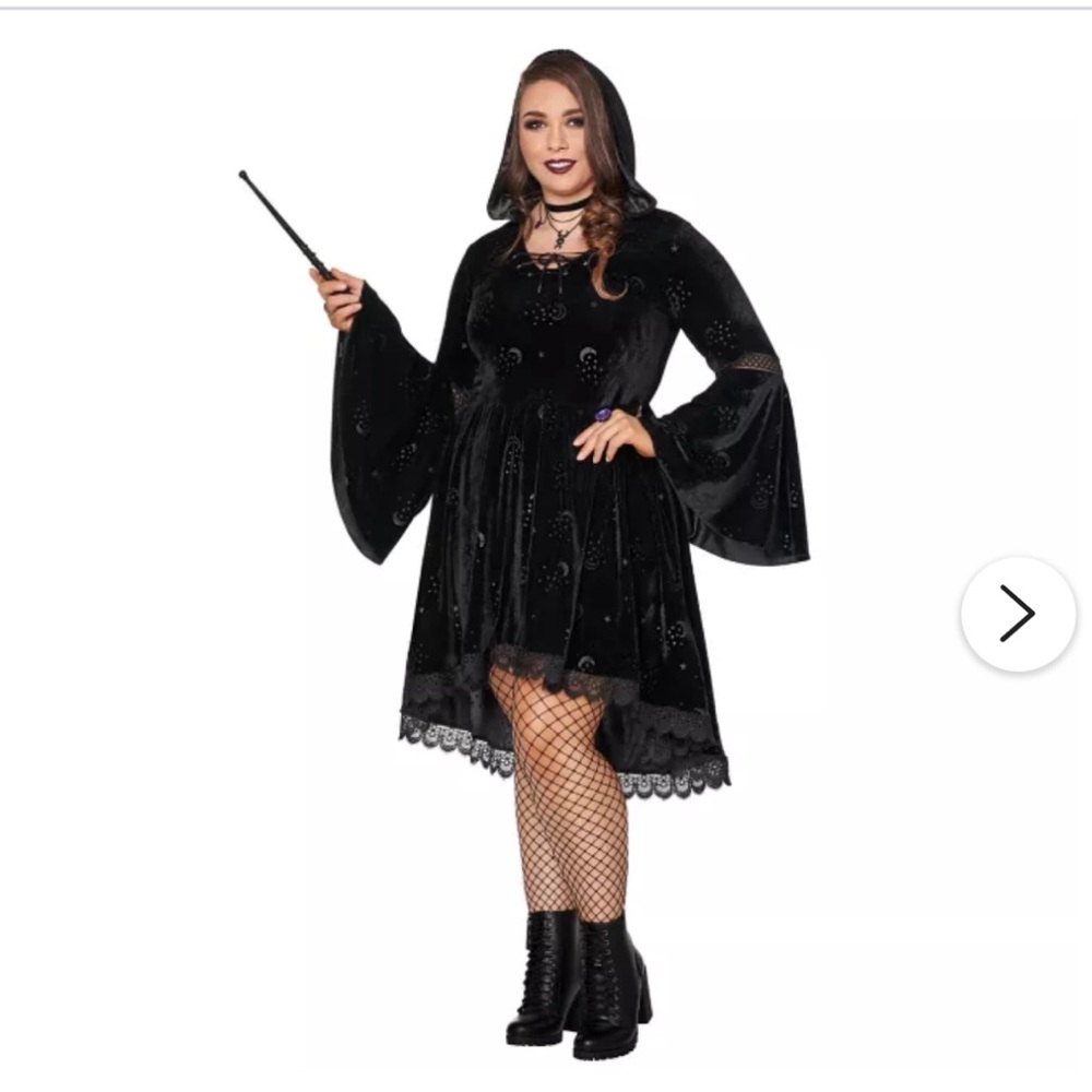 Adult Womens 1X Hooded Coven Plus Size Dress